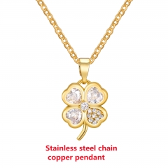 Fashion Stainless Steel Chain Copper Pendant Necklace for Women