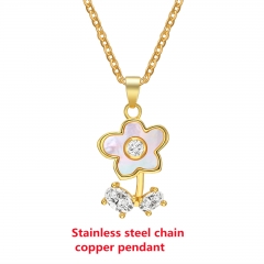 Fashion Stainless Steel Chain Copper Pendant Necklace for Women