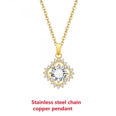 Fashion Stainless Steel Chain Copper Pendant Necklace for Women