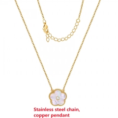 Fashion Stainless Steel Chain Copper Pendant Necklace for Women