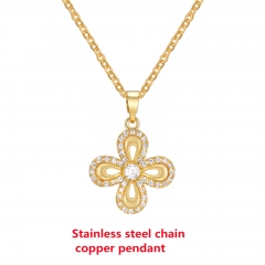 Fashion Stainless Steel Chain Copper Pendant Necklace for Women