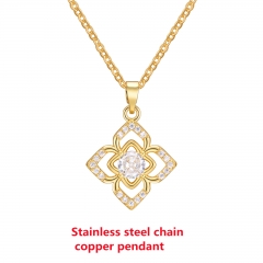 Fashion Stainless Steel Chain Copper Pendant Necklace for Women