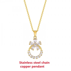 Fashion Stainless Steel Chain Copper Pendant Necklace for Women