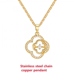 Fashion Stainless Steel Chain Copper Pendant Necklace for Women