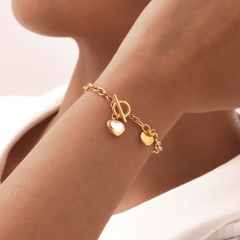 Fashion stainless steel shell heart bracelet