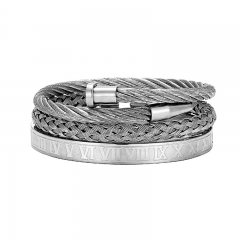 Nail wire rope bracelet Roman alphabet braided stainless steel bracelet set wholesale