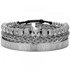 Panther head braided bracelet Roman alphabet stainless steel mesh open bracelet hand-woven